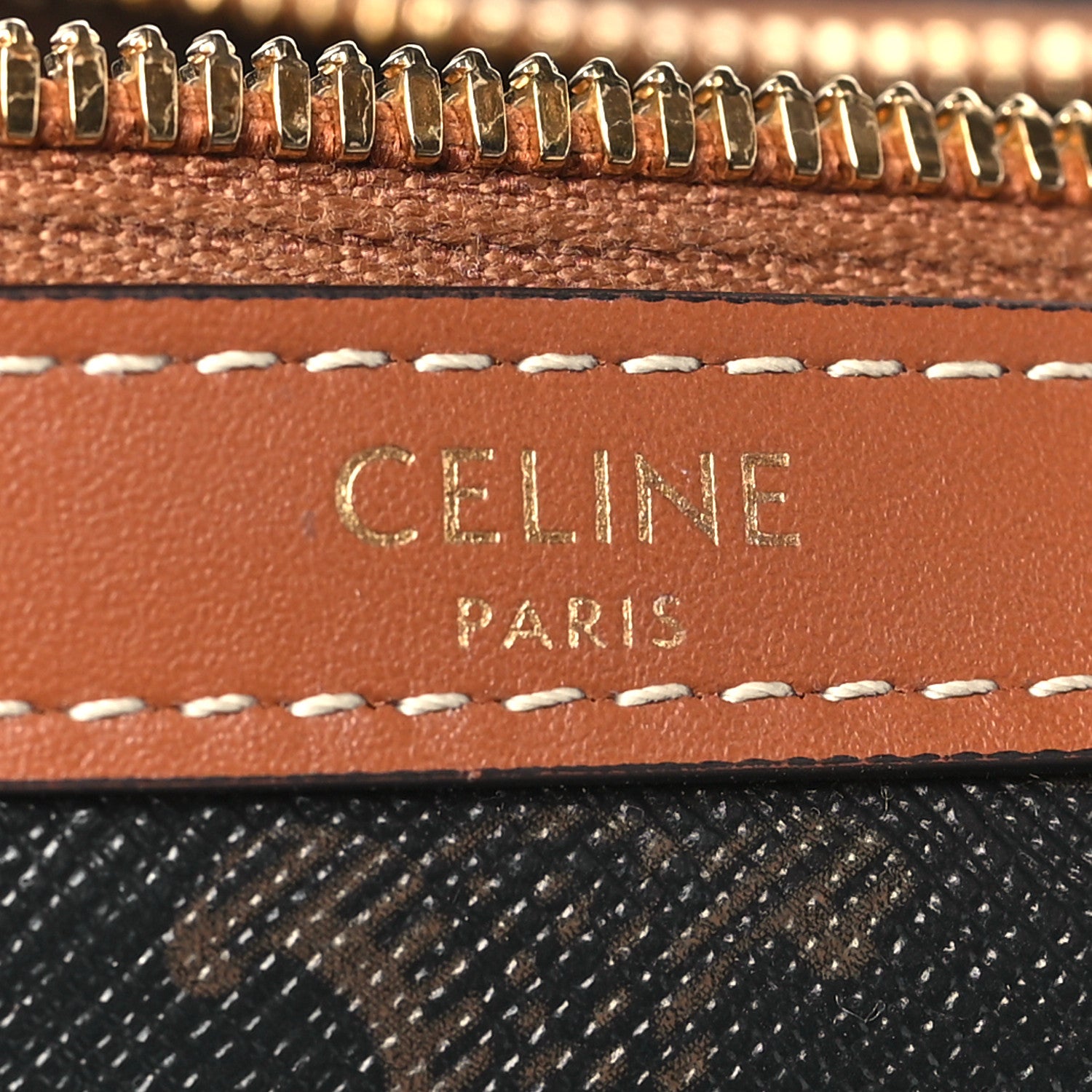 Celine Triomphe Canvas Calfskin Boston Bag Tan 6 of 10
