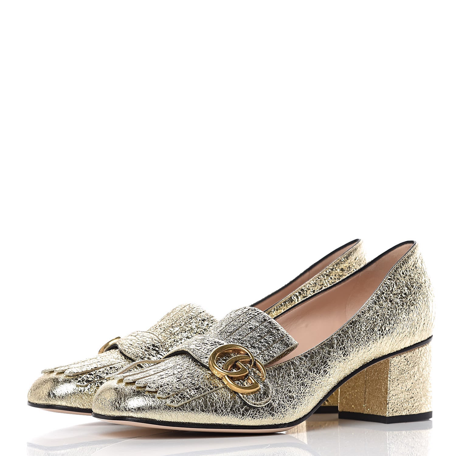 Gucci Galassia GG Marmont Fringe 50mm Loafer Pumps 41 Platino 3 of 11