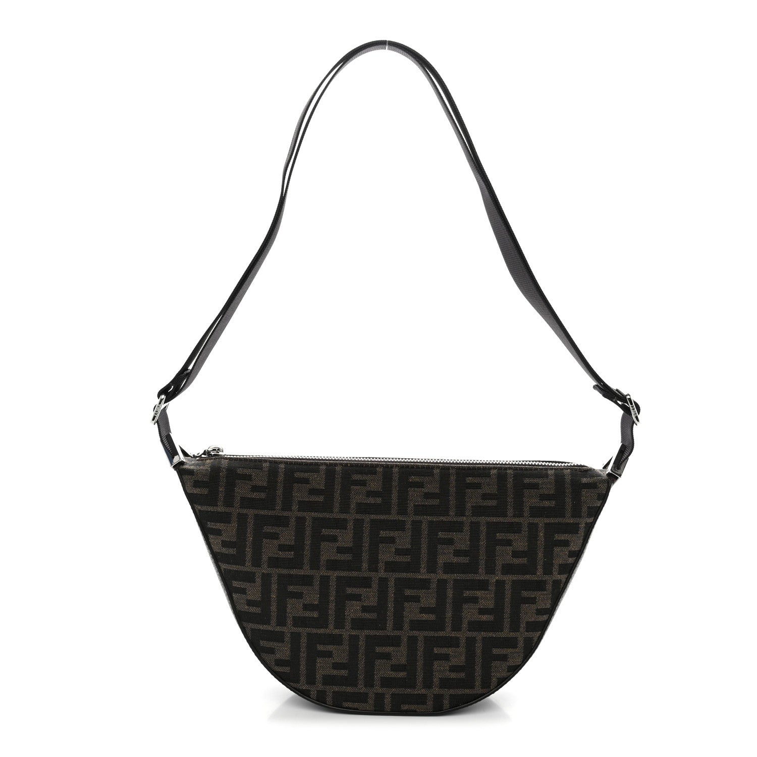 Fendi Fabric Jacquard FF Melon Bag Tobacco Black 1 of 9