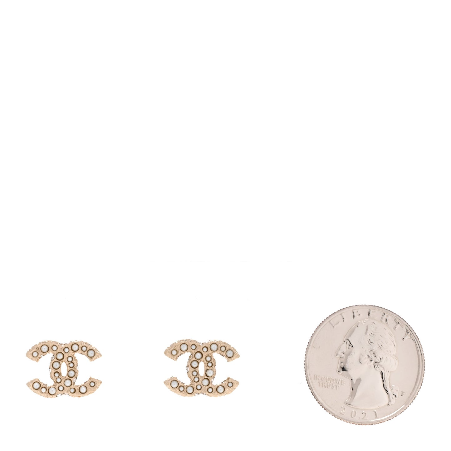 Pearl Studded CC Earrings Gold
