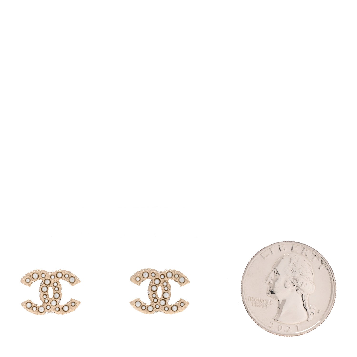 Chanel Pearl Studded CC Earrings Gold 2 of 5