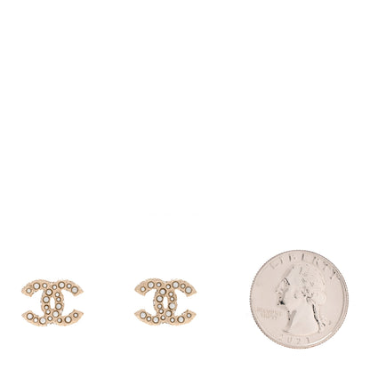 Chanel Pearl Studded CC Earrings Gold 2 of 5
