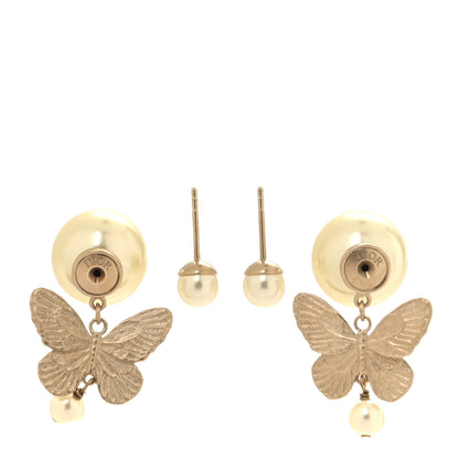 Christian Dior Pearl Butterfly Tribal Earrings Gold 3 of 5