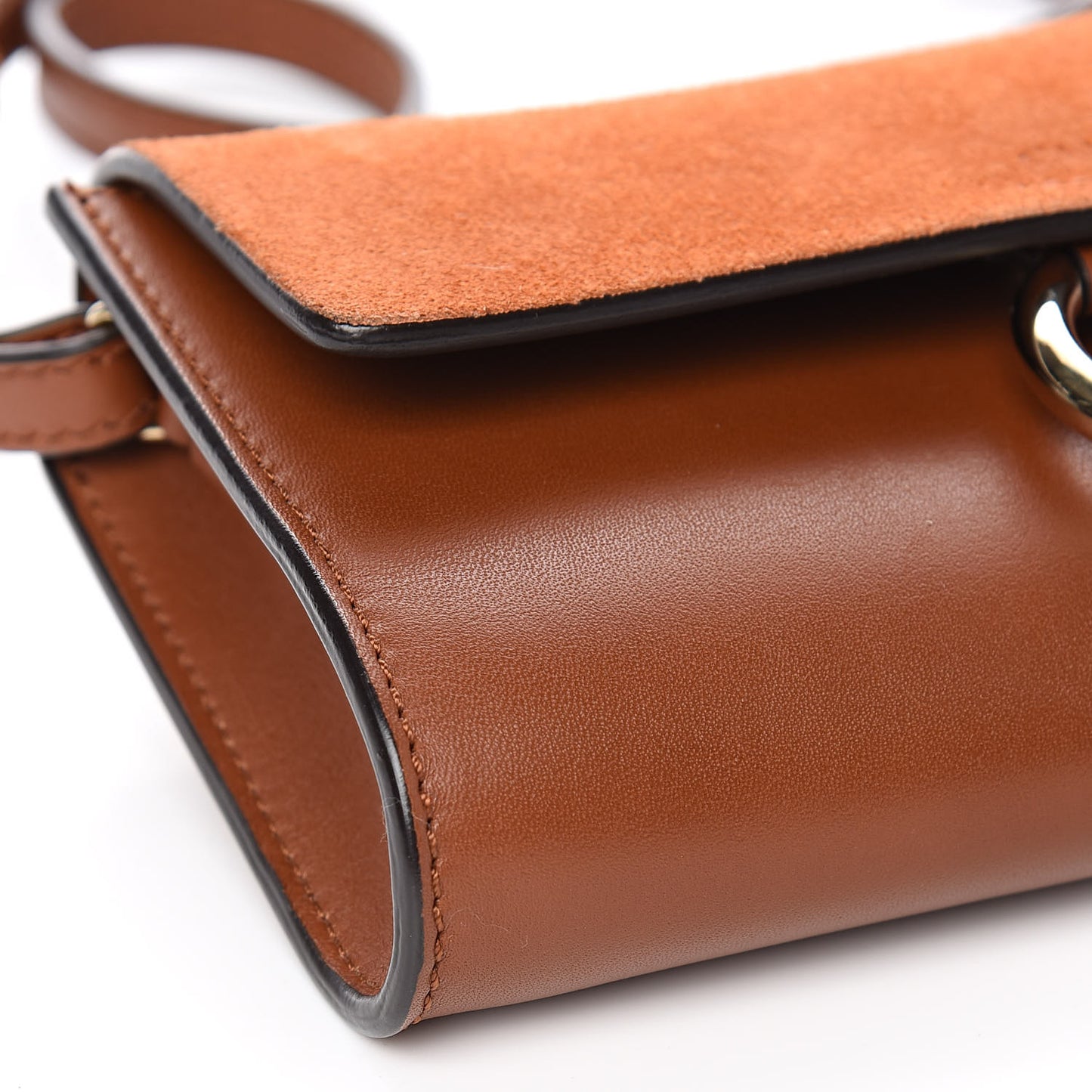 Suede Calfskin Mini Faye Shoulder Bag Tobacco