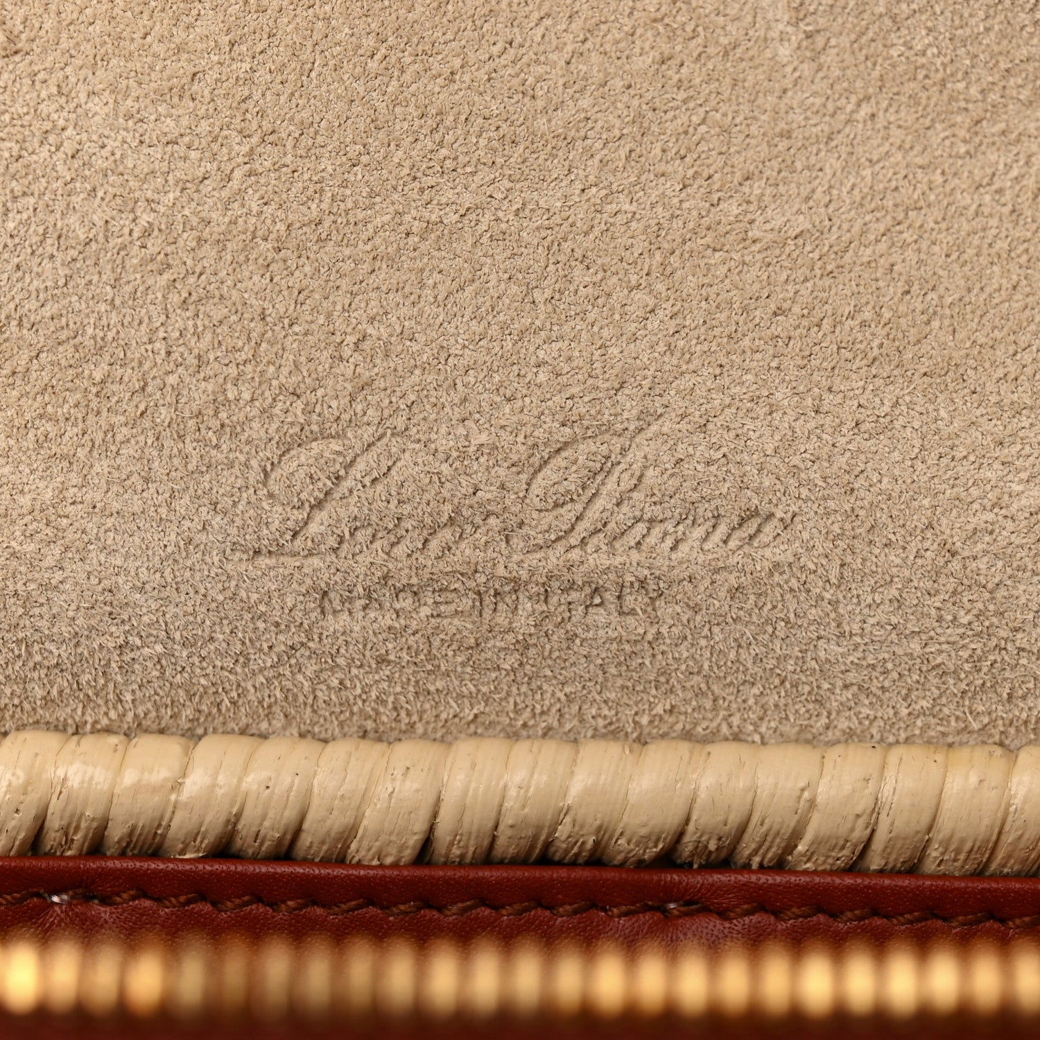 Loro Piana Wicker Calfskin L19 Extra Pocket Pouch Malt Deep Kummel Sun Gold 5 of 9