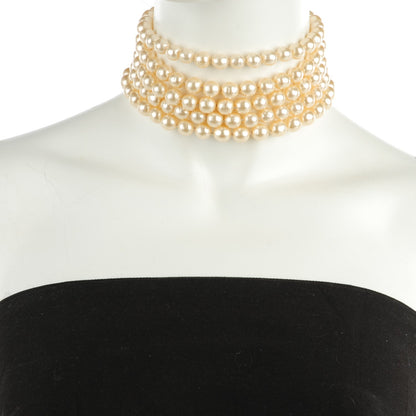 Chanel Pearl Layered Choker Necklace Gold 2 of 7