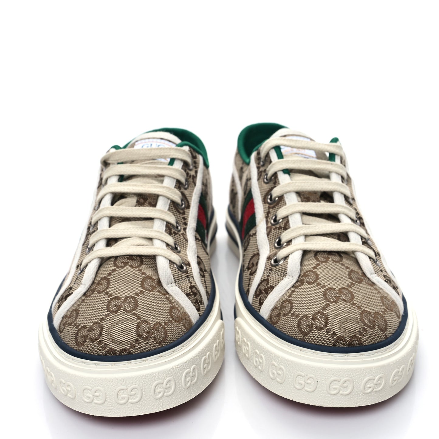 GG Monogram Web Womens 1977 Tennis Sneakers 39 Beige Ebony Mystic White