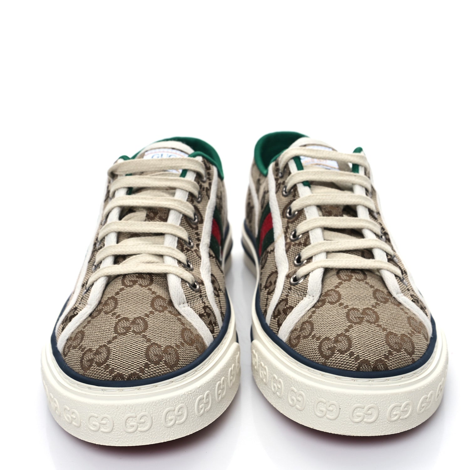 Gucci GG Monogram Web Womens 1977 Tennis Sneakers 39 Beige Ebony Mystic White 2 of 7