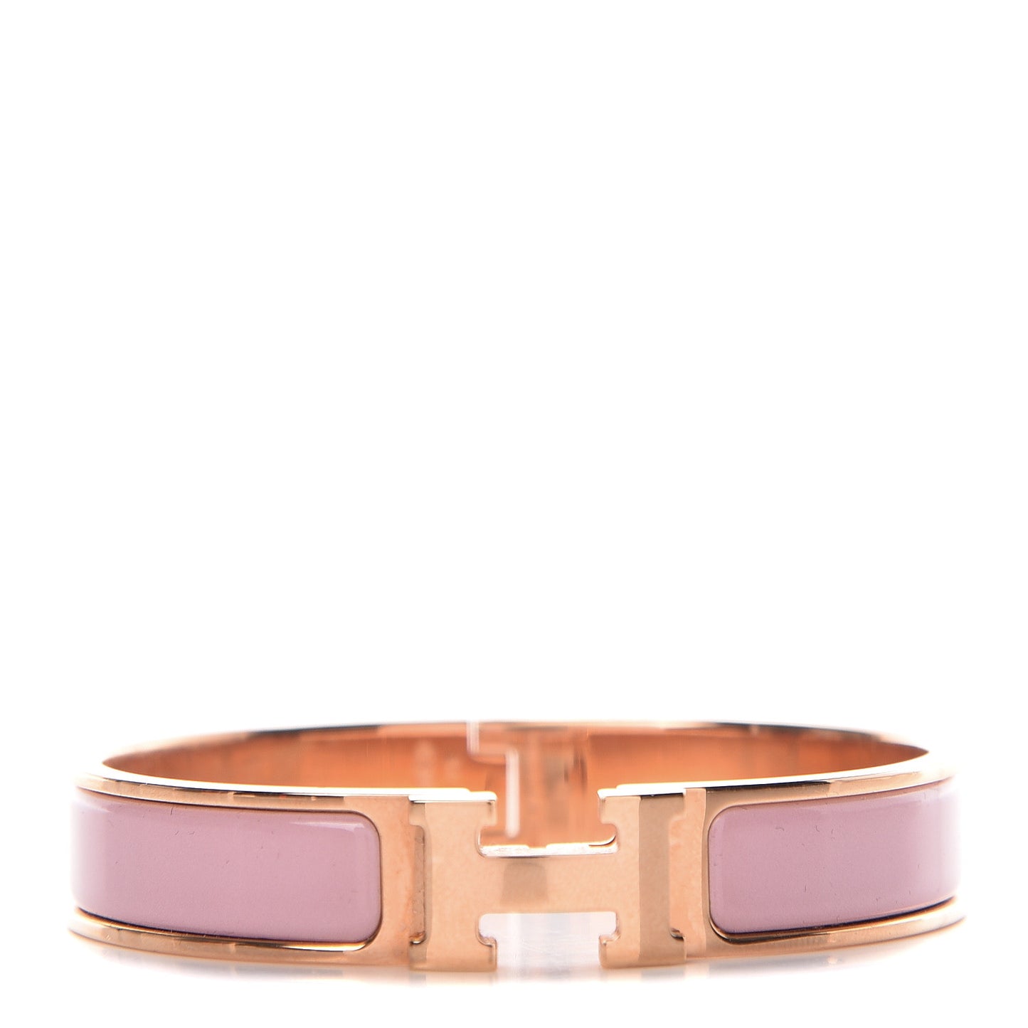 Enamel Narrow Clic Clac H Bracelet GM Rose Nacarat