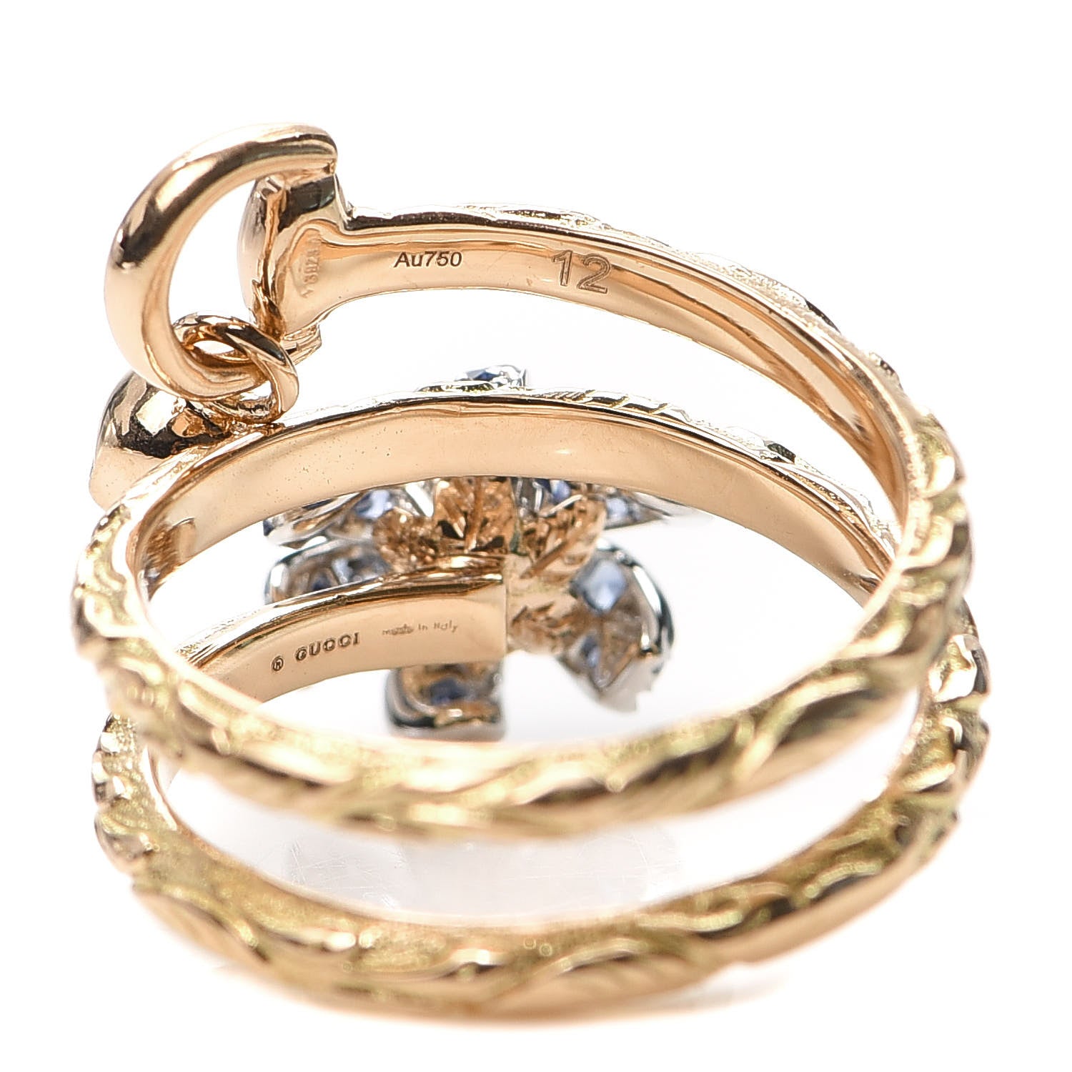 Gucci 18K Yellow Gold Diamond Sapphire Flora Wrap Ring 52 6 4 of 5