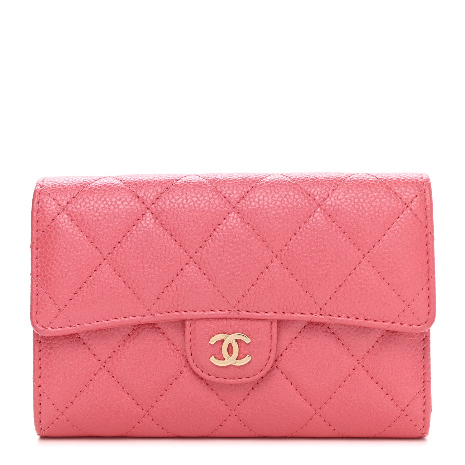 Chanel Caviar Quilted Medium Flap Wallet Dark Pink 1 of 10