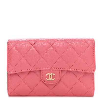 Chanel Caviar Quilted Medium Flap Wallet Dark Pink 1 of 10