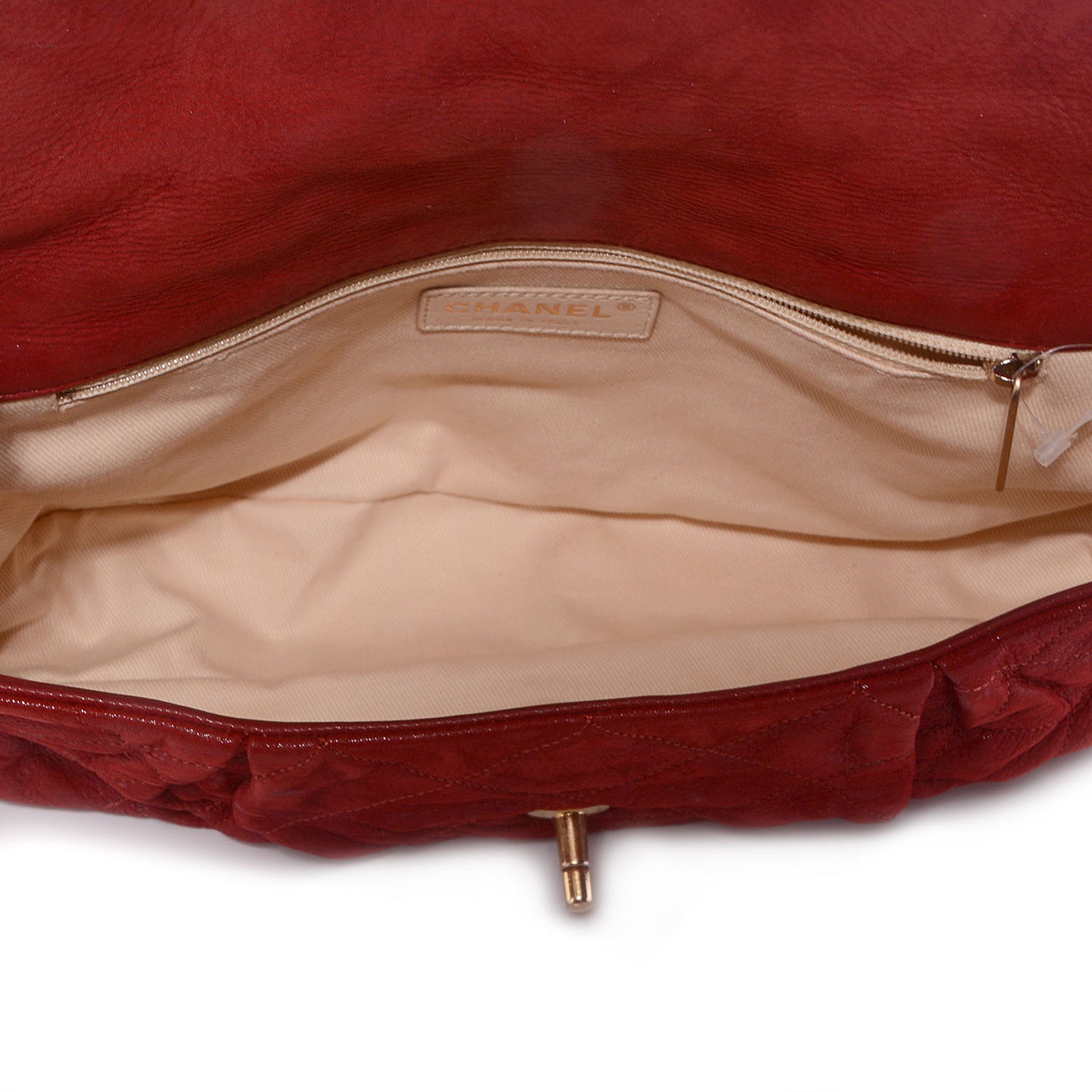 Iridescent Calfskin Chic Quilt Flap Red
