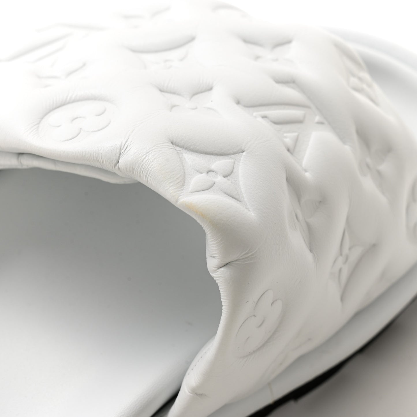 Lambskin Embossed Monogram Pool Pillow Flat Comfort Mule 36 White