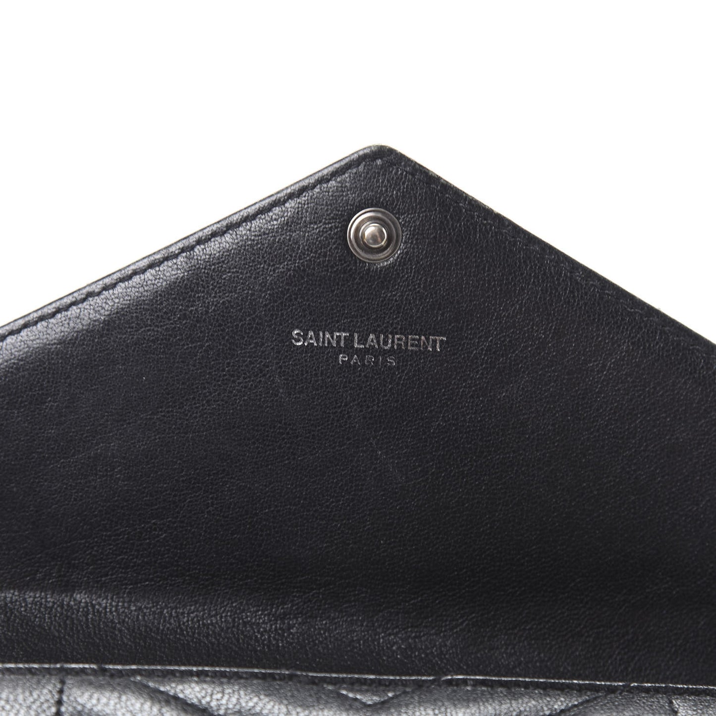Lambskin Mixed Matelasse Quilted Large Monogram Envelope Wallet Black