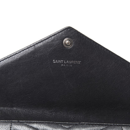 Saint Laurent Lambskin Mixed Matelasse Quilted Large Monogram Envelope Wallet Black 6 of 9
