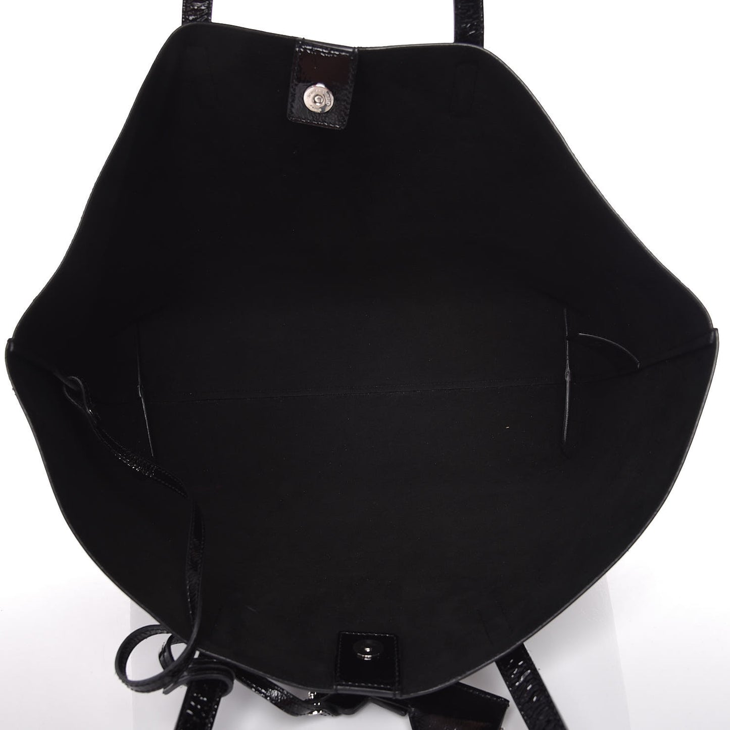 Textured Patent Large Shopping Tote Black
