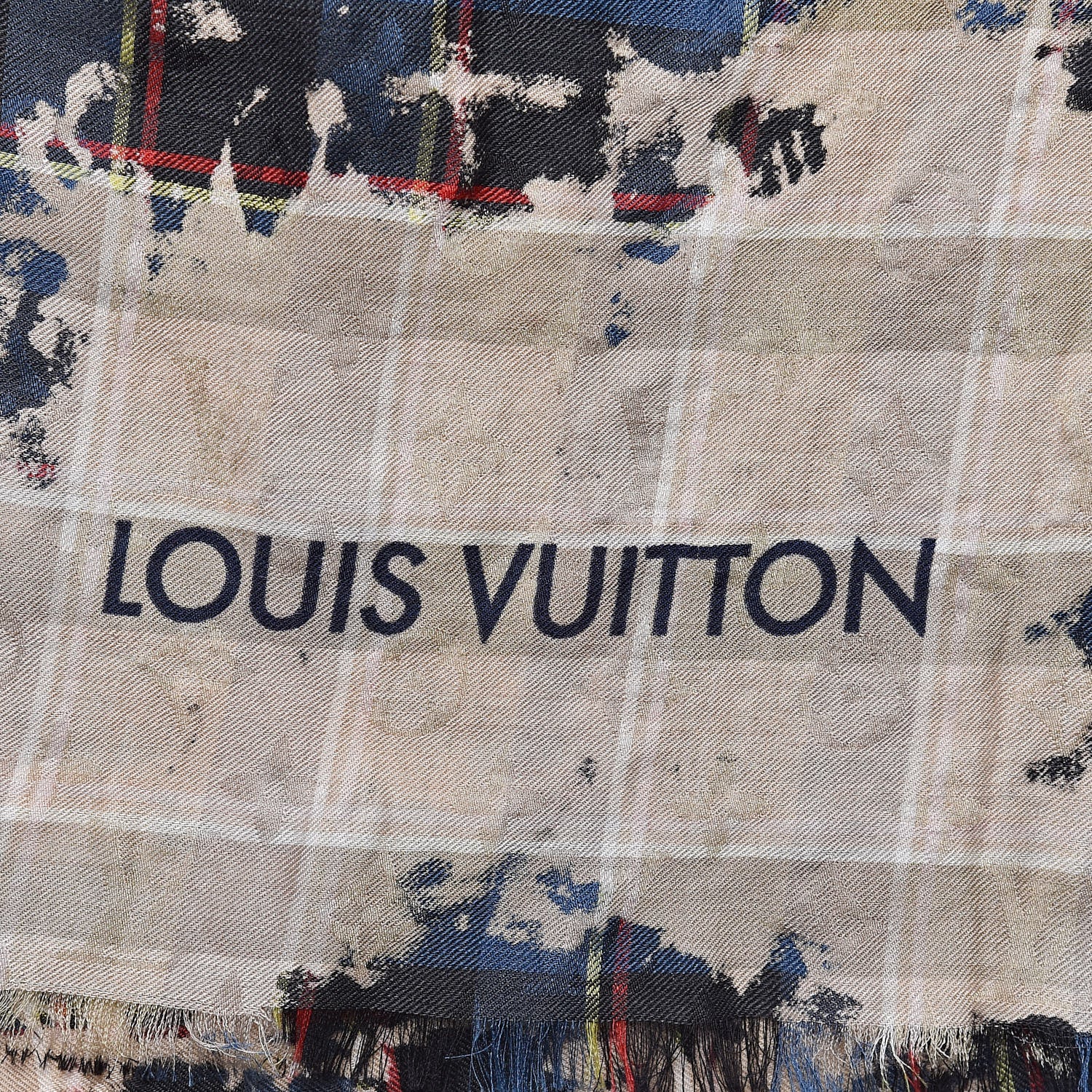 Louis Vuitton Wool Silk Plaid Printed Scarf Multicolor 4 of 5