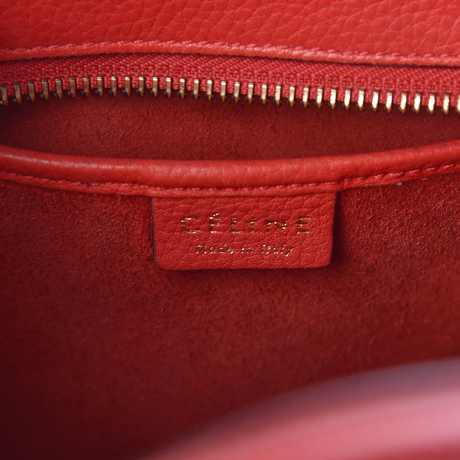 Celine Drummed Calfskin Nano Luggage Red 6 of 11