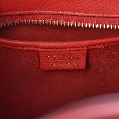 Celine Drummed Calfskin Nano Luggage Red 6 of 11
