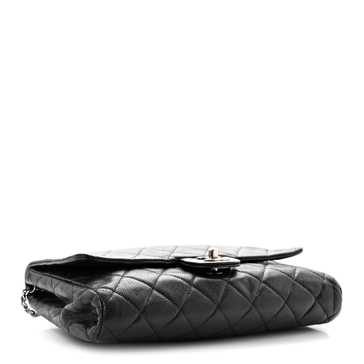 Caviar Quilted Clutch With Chain Flap Black