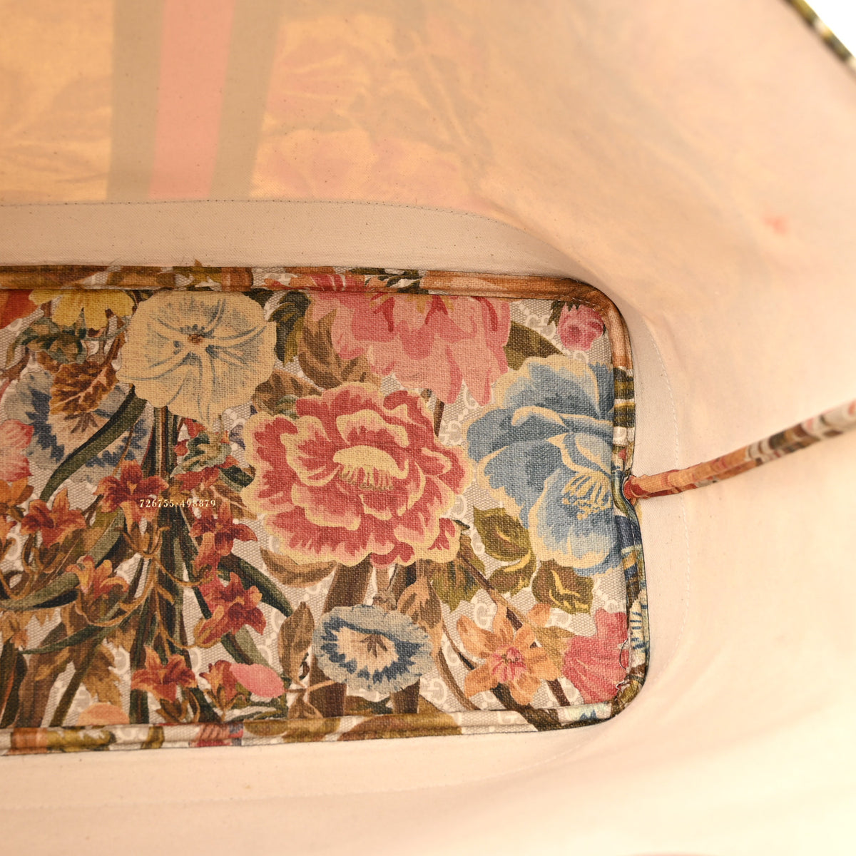 Gucci GG Supreme Monogram Water Flora Web Large Ophidia Tote Beige White Multicolor 6 of 13