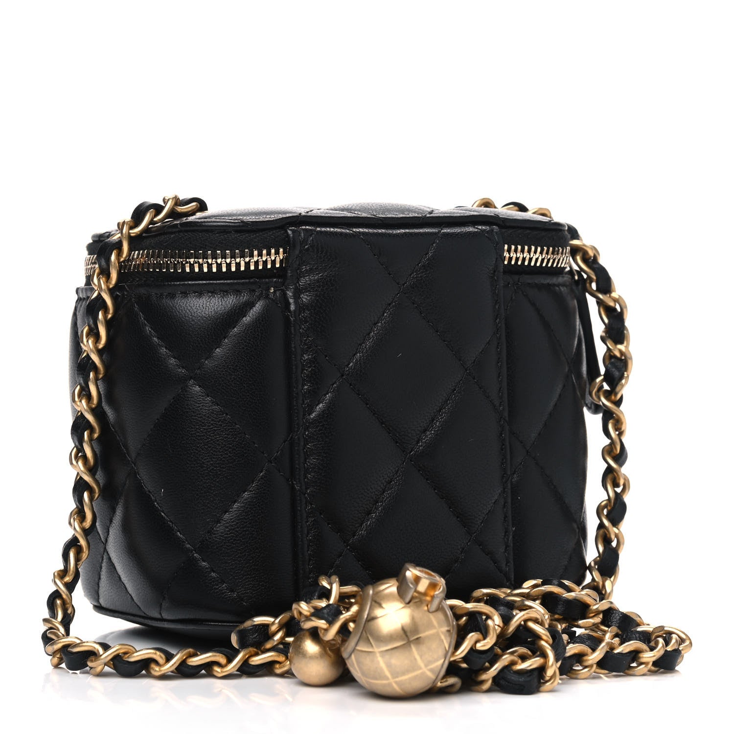 Chanel Lambskin Quilted Mini Pearl Crush Vanity Case With Chain Black 2 of 4