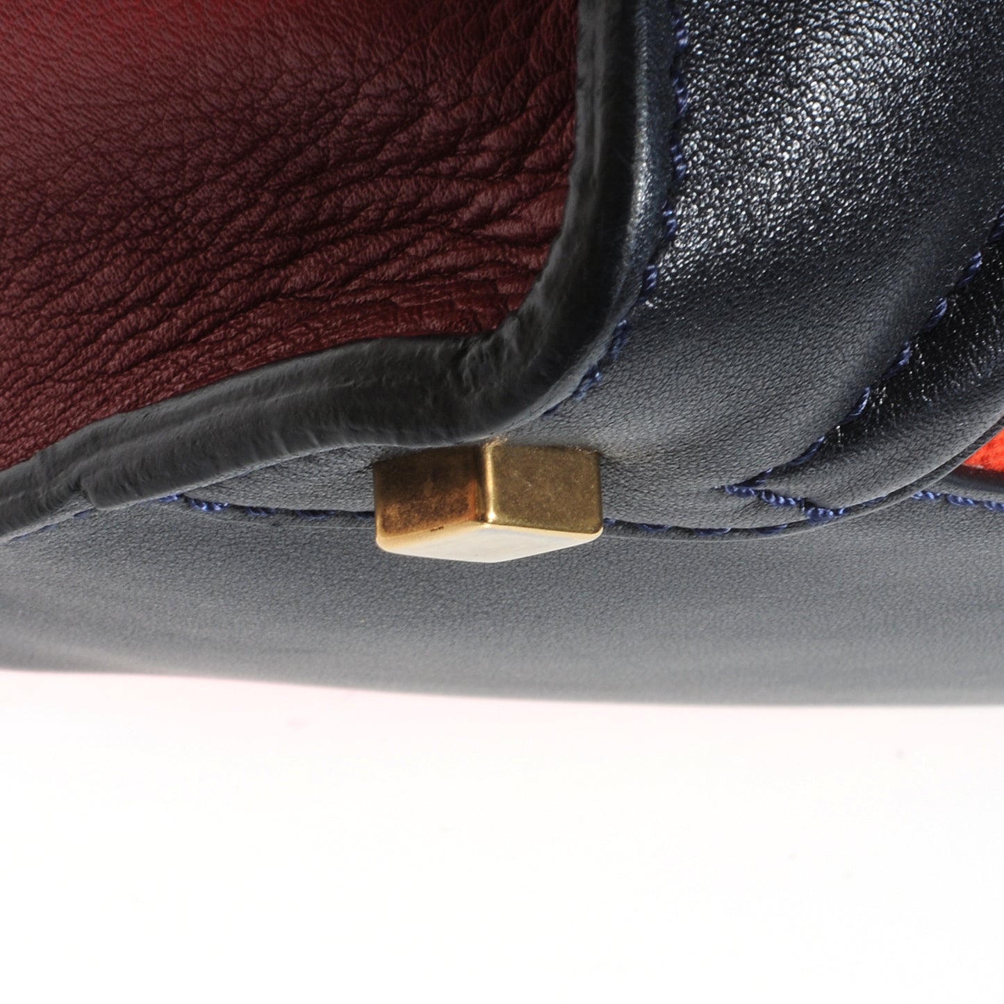 Leather and Linen Shoulder Luggage Tri-Color Poppy