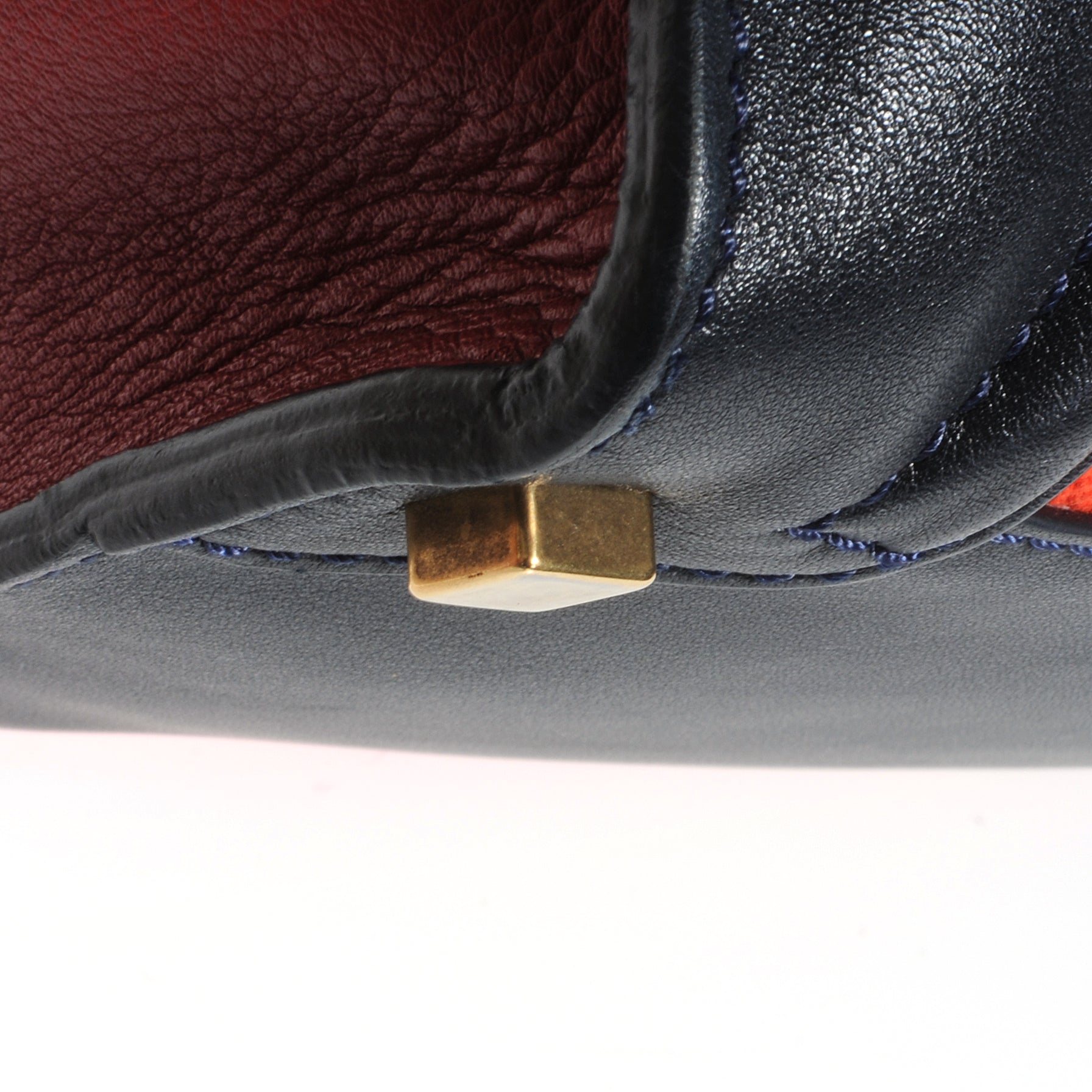 Celine Leather and Linen Shoulder Luggage Tri-Color Poppy 6 of 10