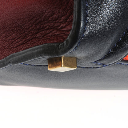 Celine Leather and Linen Shoulder Luggage Tri-Color Poppy 6 of 10