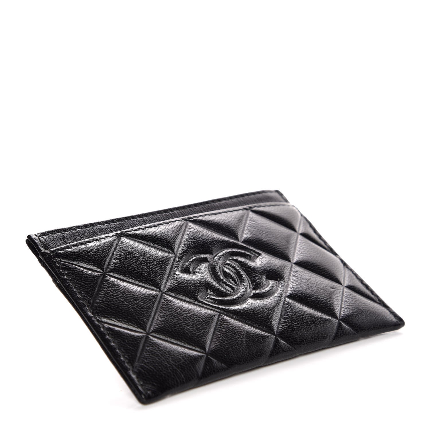 Chanel Lambskin Quilted Diamond CC Card Holder Black 4 of 9