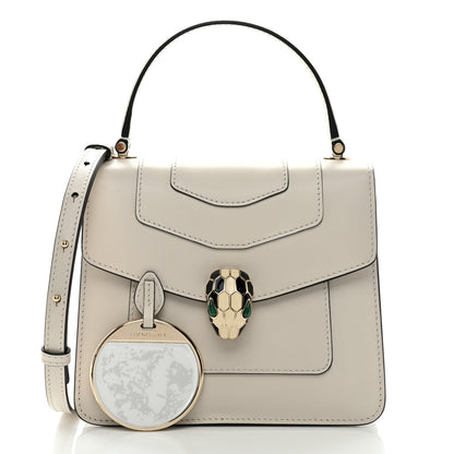 Bulgari Calfskin Serpenti Forever Top Handle White 3 of 10