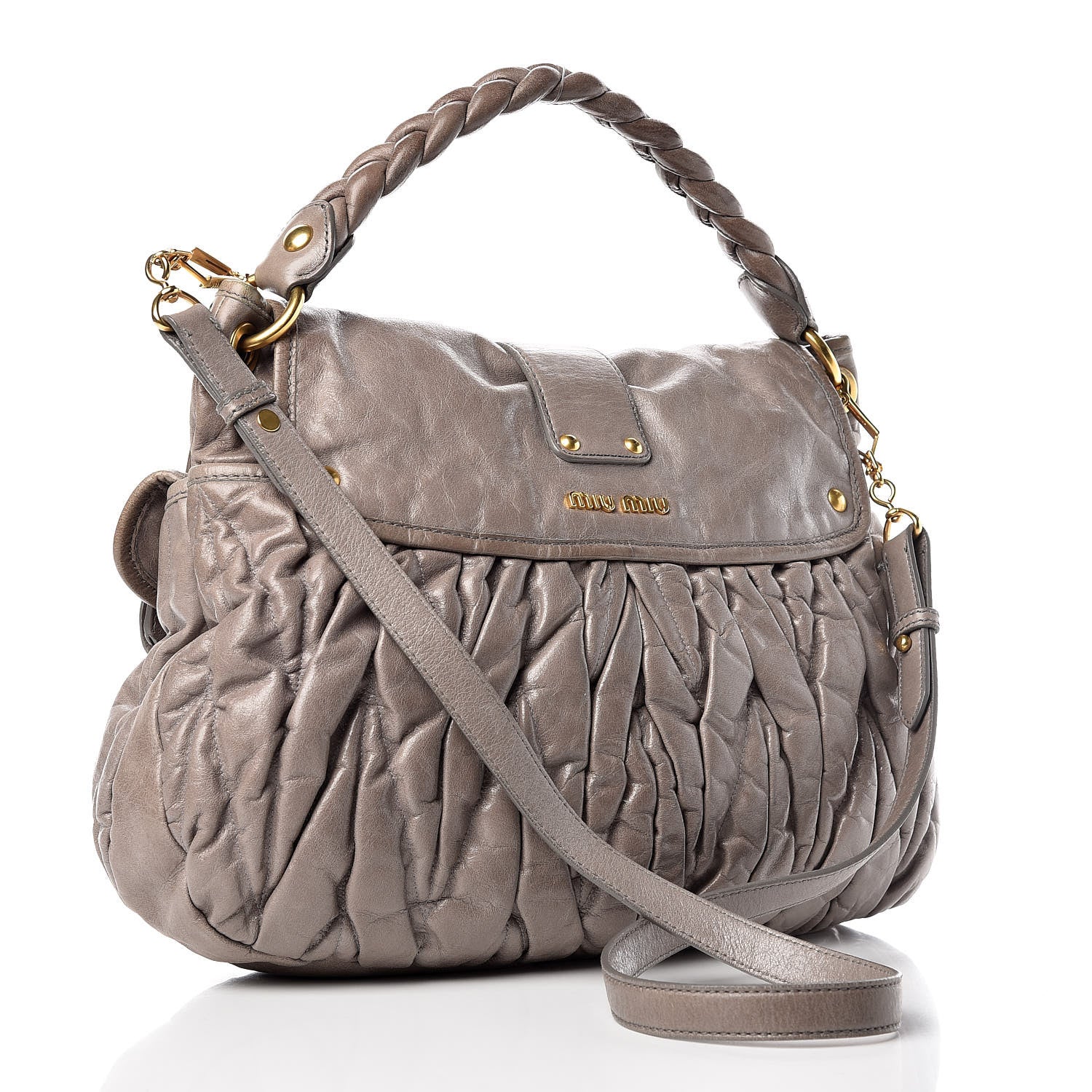 Miu Miu Nappa Matelasse Coffer Hobo Fumo 4 of 15