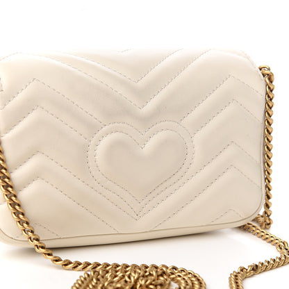 Gucci Calfskin Matelasse Super Mini GG Marmont Shoulder Bag White 9 of 11
