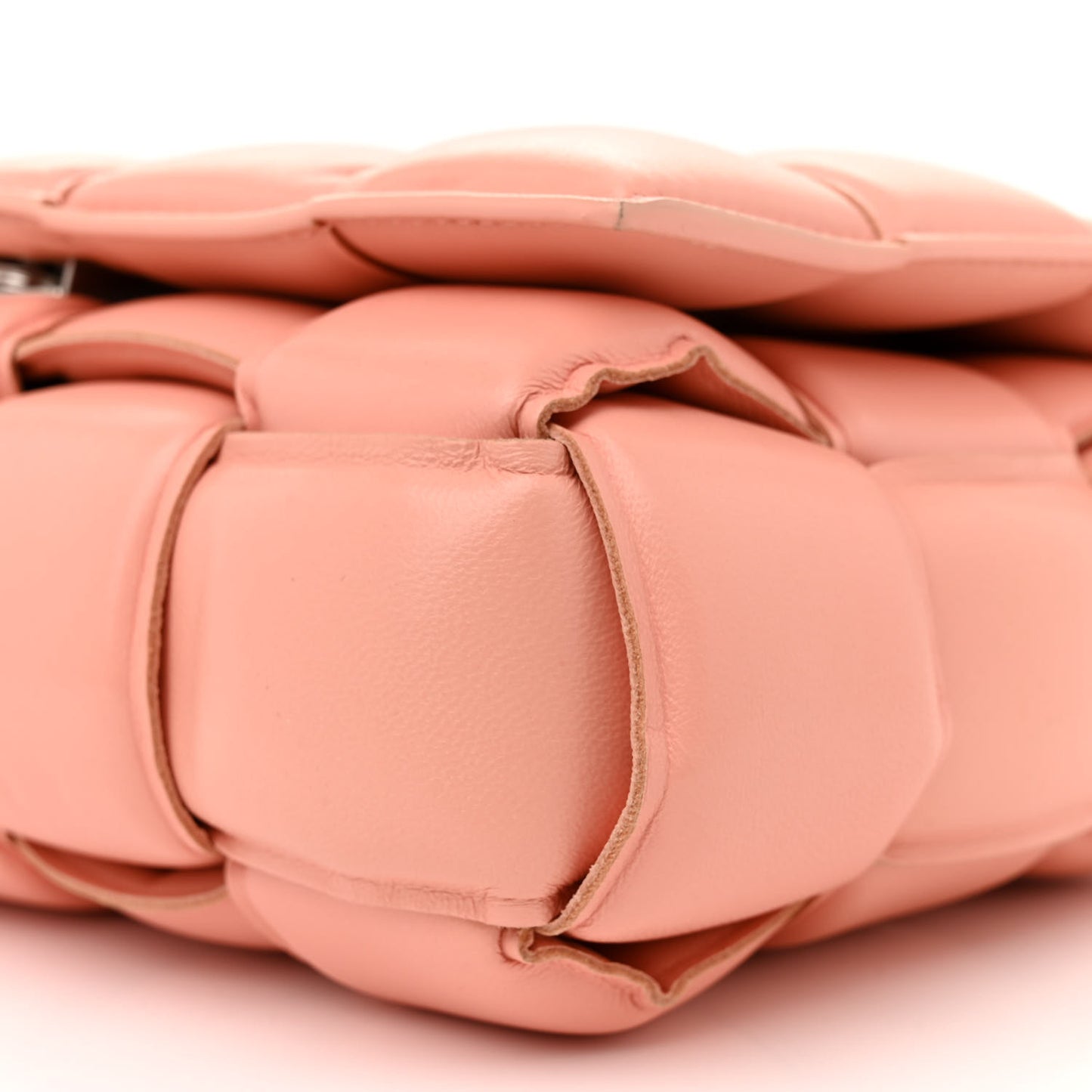 Nappa Maxi Intreccio Padded Cassette Crossbody Bag Peachy