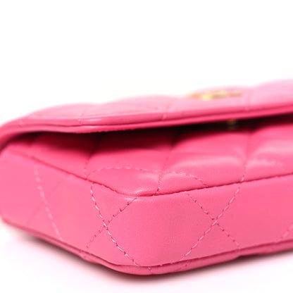 Chanel Lambskin Enamel Quilted Coco Hearts Clutch With Chain Pink 10 of 12