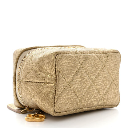 Chanel Metallic Caviar Quilted Mini Top Handle Vanity With Chain Gold 4 of 11