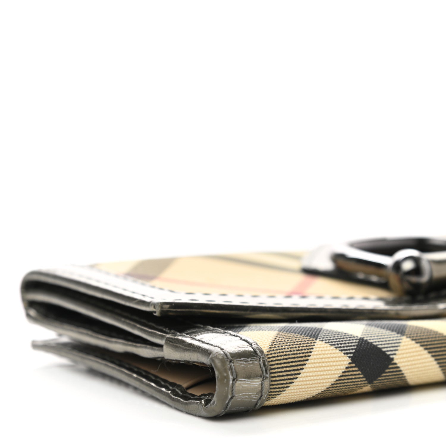 Burberry Patent Nova Check Tri-Fold Wallet Pewter 10 of 15