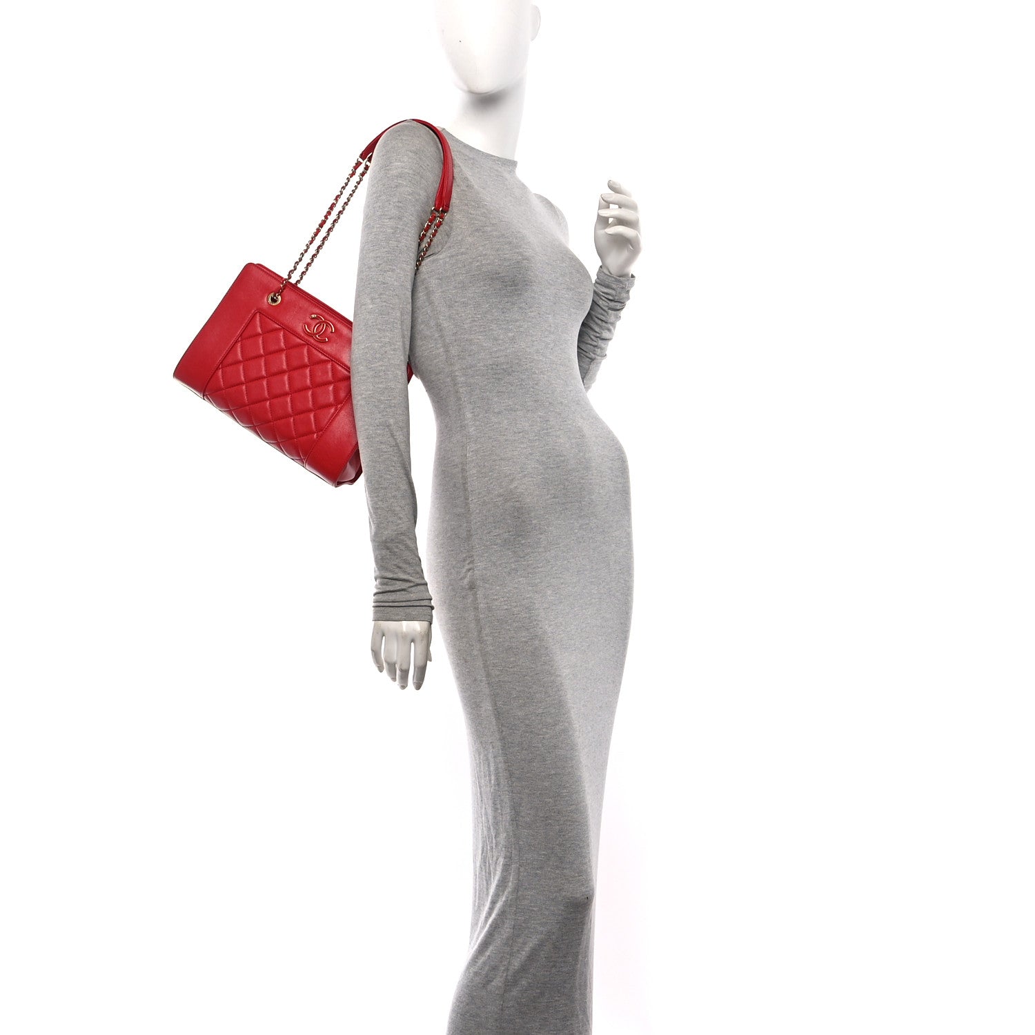 Chanel Sheepskin Quilted Small Mademoiselle Vintage Shopping Tote Red 2 of 10