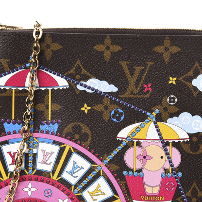 Louis Vuitton Monogram 2020 Christmas Animation Big Wheel Double Zip Pochette Rose Ballerine 10 of 11