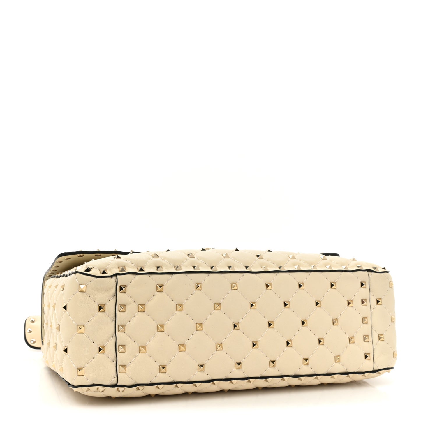 Nappa Large Rockstud Spike Shoulder Bag Light Ivory