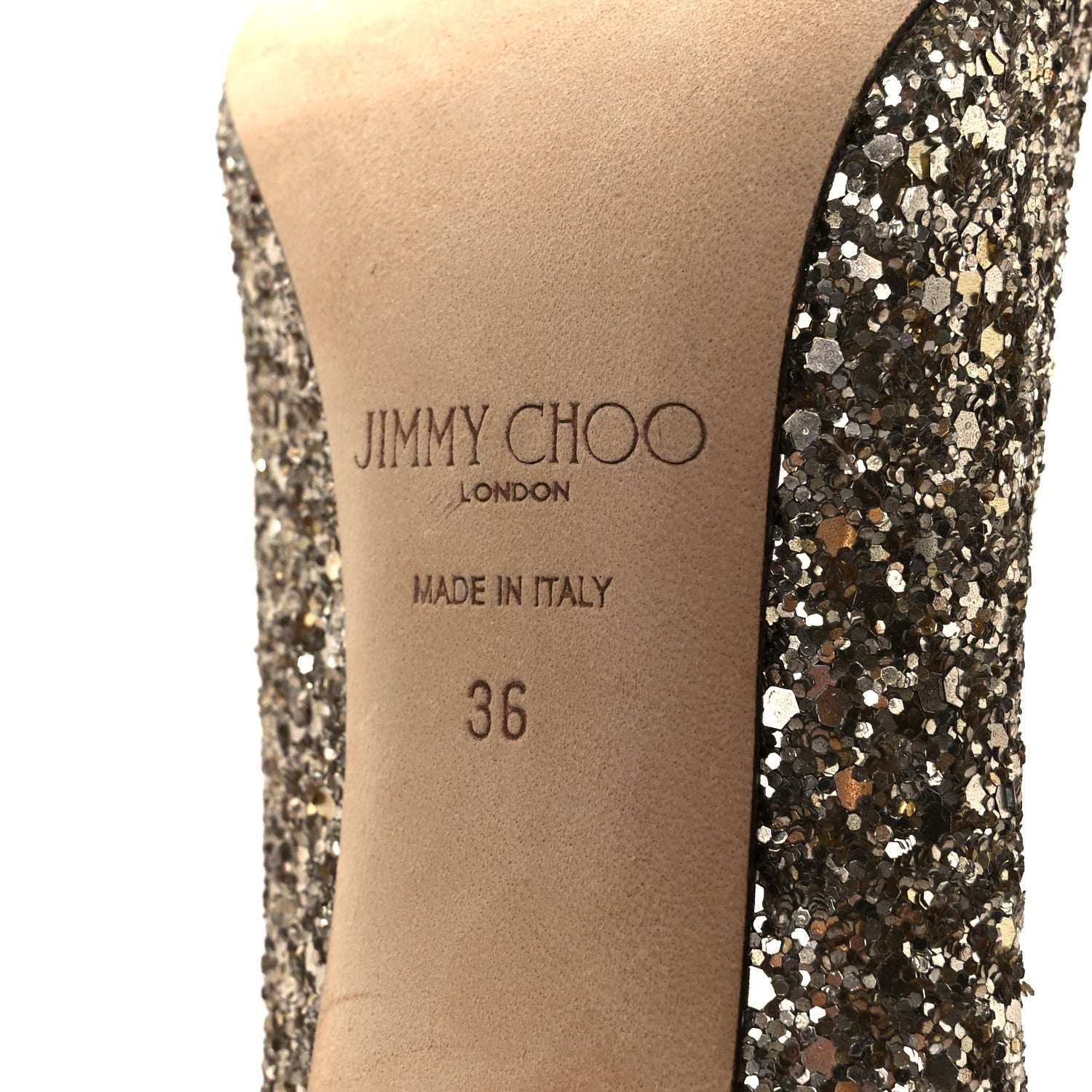 Jimmy Choo Coarse Glitter Pointy Toe Love 85 Pumps 36  Antique Gold 8 of 8