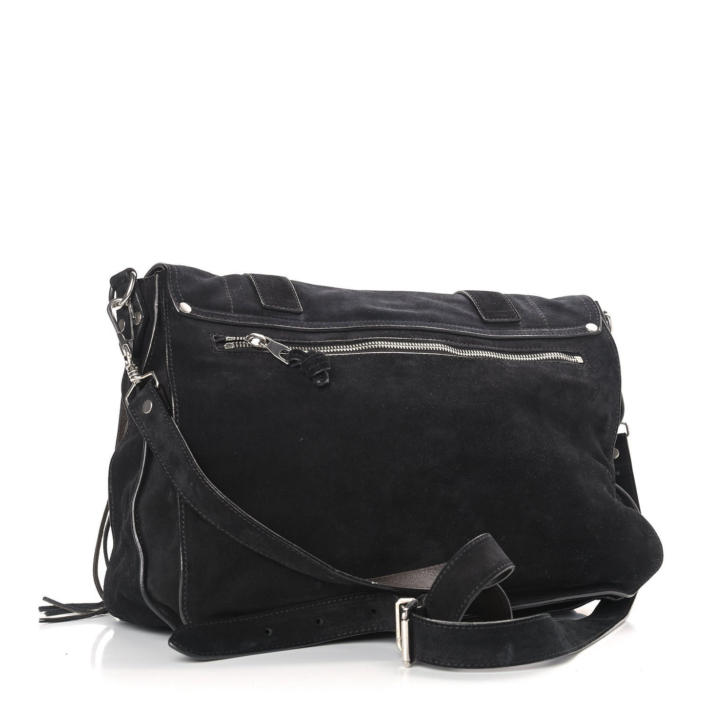 Suede Fringe Medium PS1 Satchel Black