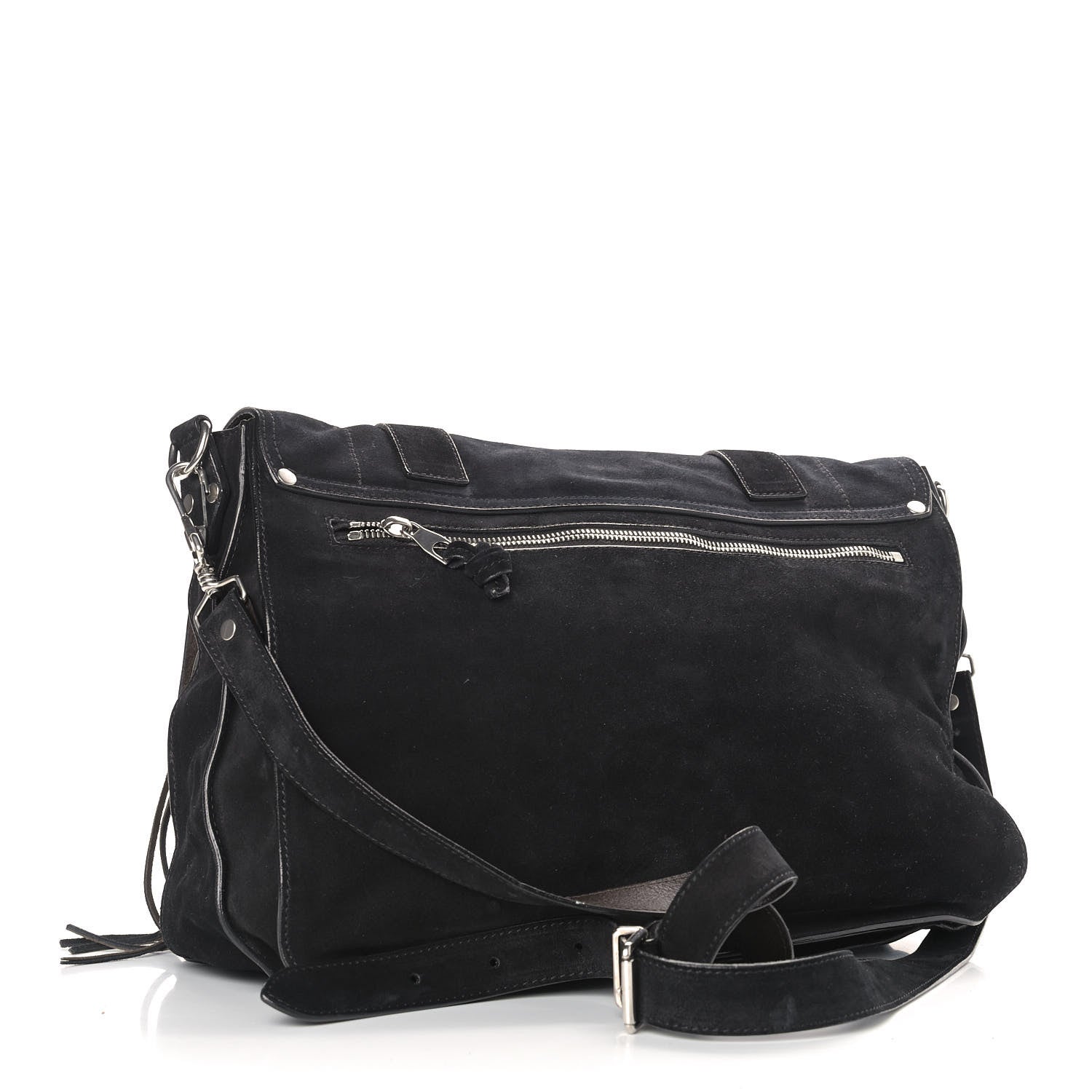 Proenza Schouler Suede Fringe Medium PS1 Satchel Black 3 of 8