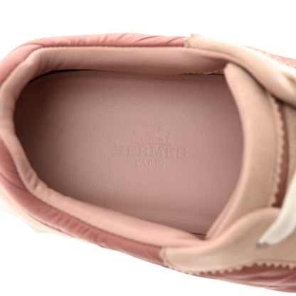 Hermes Parachute Fabric Suede Goatskin Bouncing Sneakers 37.5 Rose Rose Opaline 6 of 9