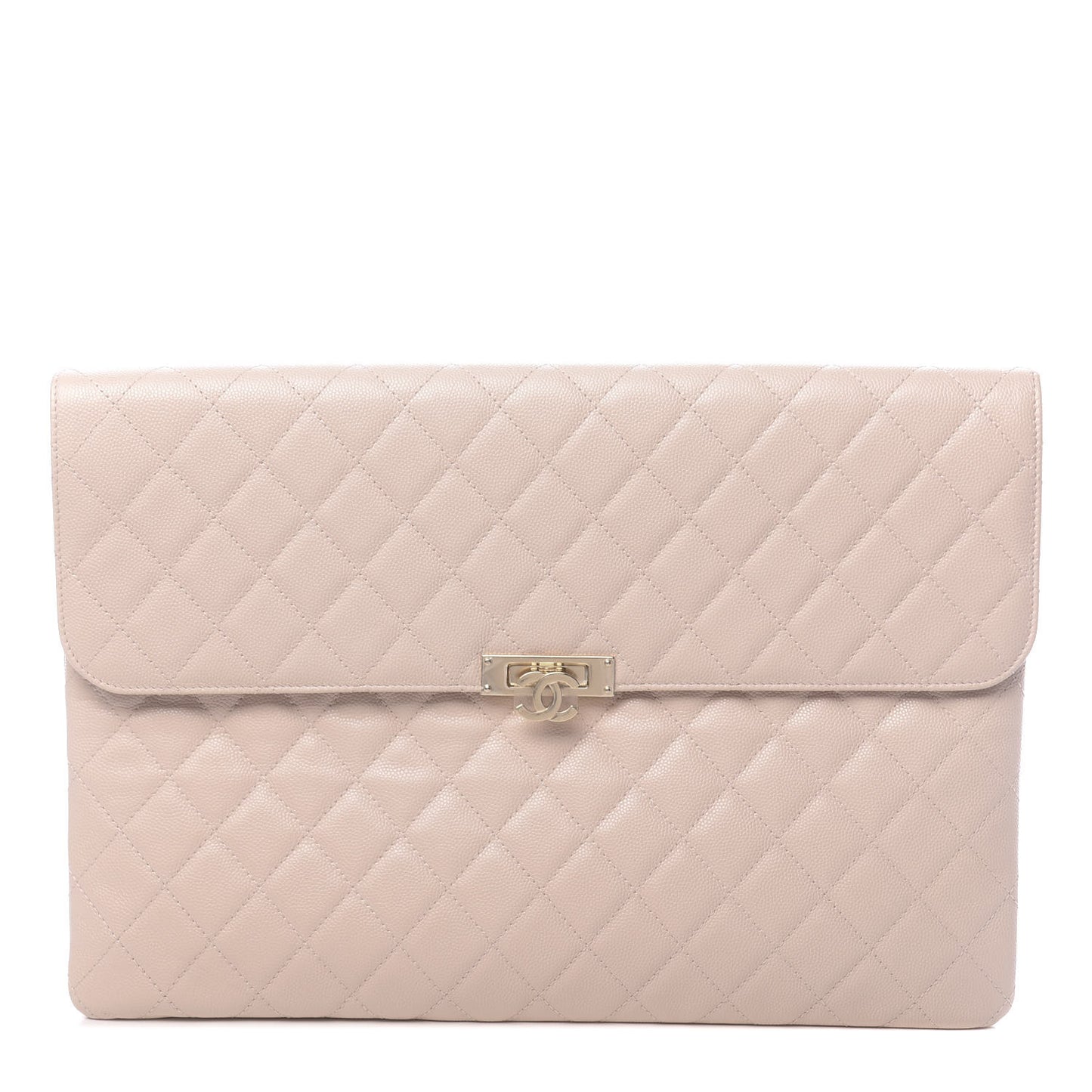 Caviar Quilted Large Golden Class Pouch Light Pink