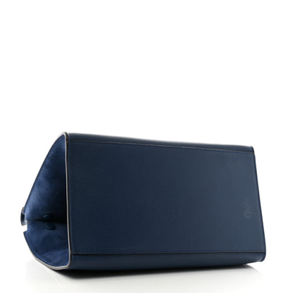 Celine Drummed Calfskin Suede Medium Trapeze Ocean Bue 4 of 12