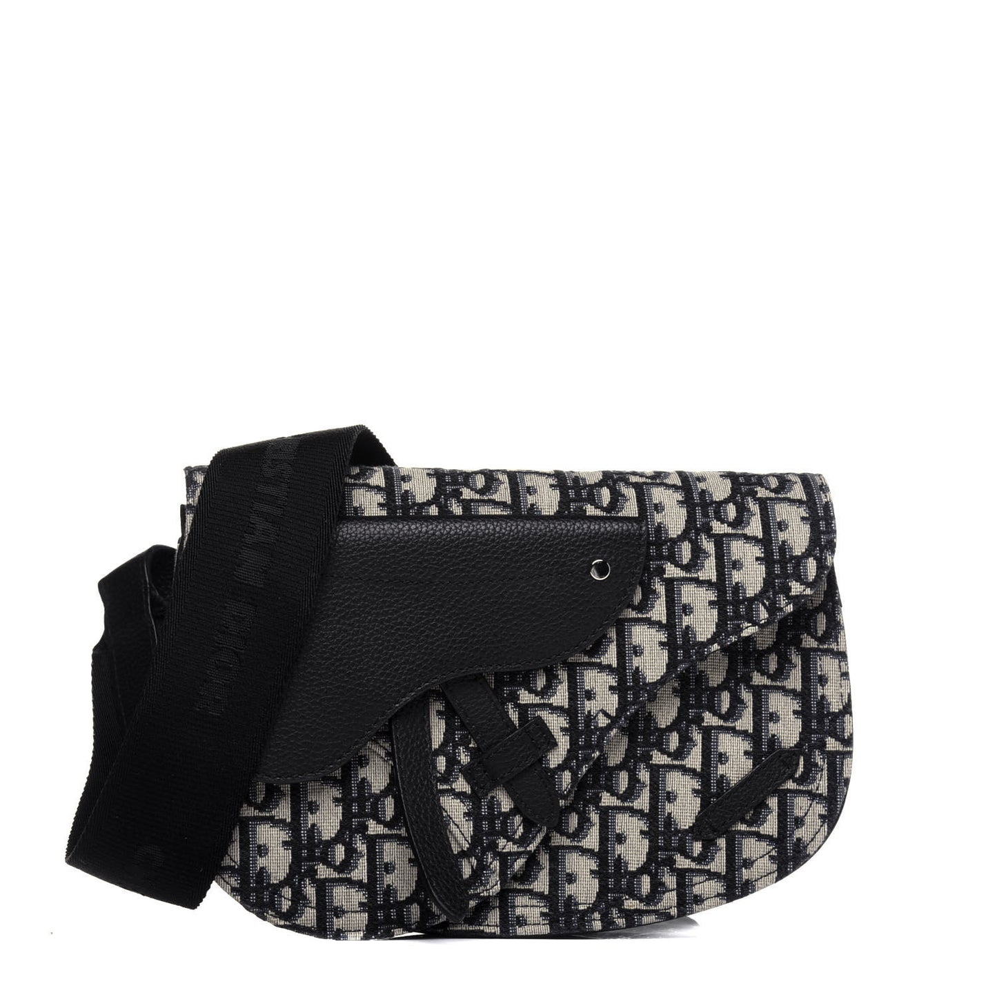 Oblique Saddle Messenger Pouch Beige Black