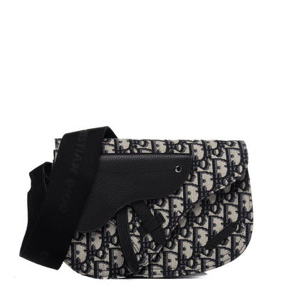 Christian Dior Oblique Saddle Messenger Pouch Beige Black 1 of 11