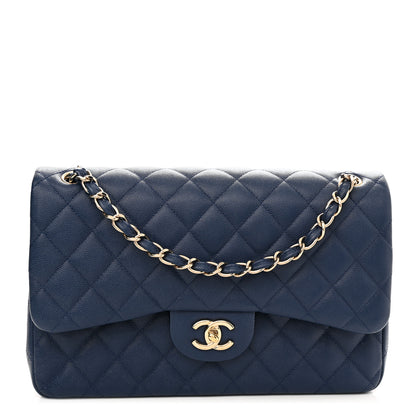Chanel Caviar Quilted Jumbo Double Flap Navy 1 of 11